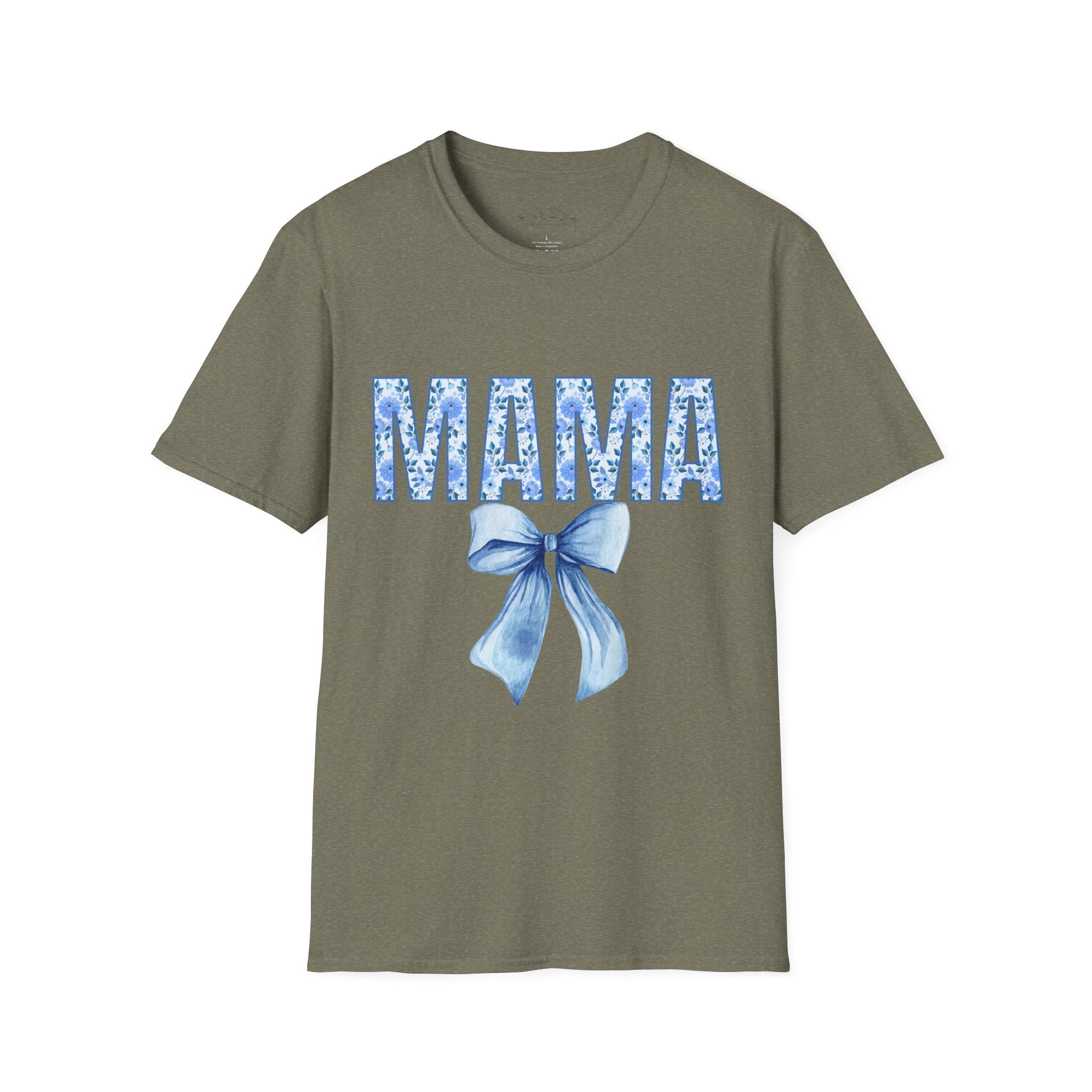 Mama Floral Blue Bow T-Shirt