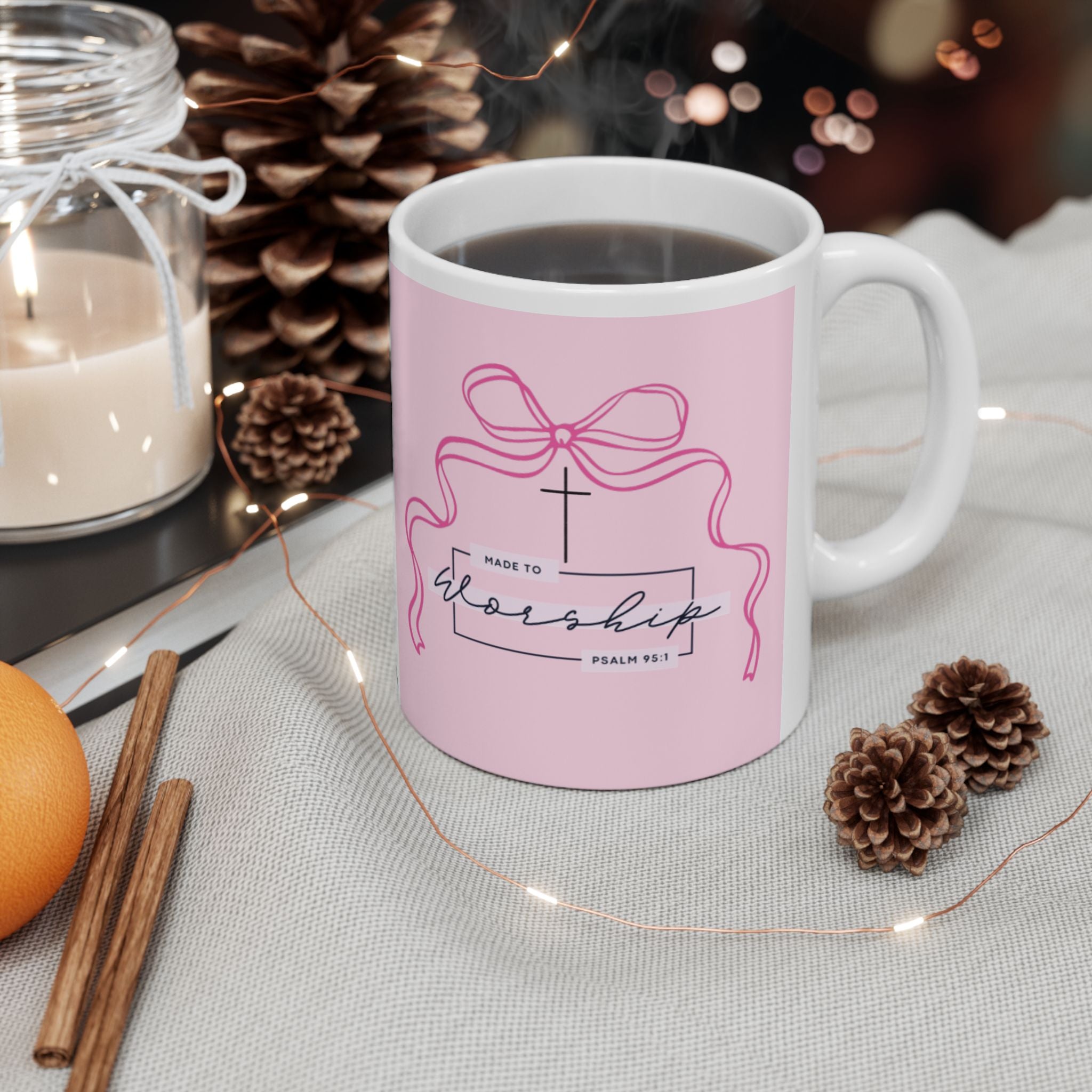 Pink Bow Worship Mug🎀 — 11oz