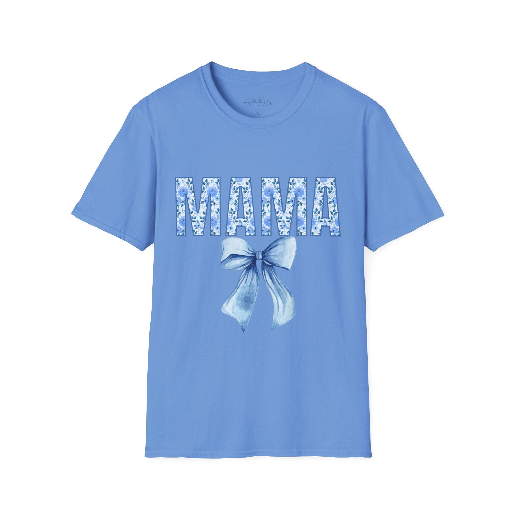 Mama Floral Blue Bow T-Shirt