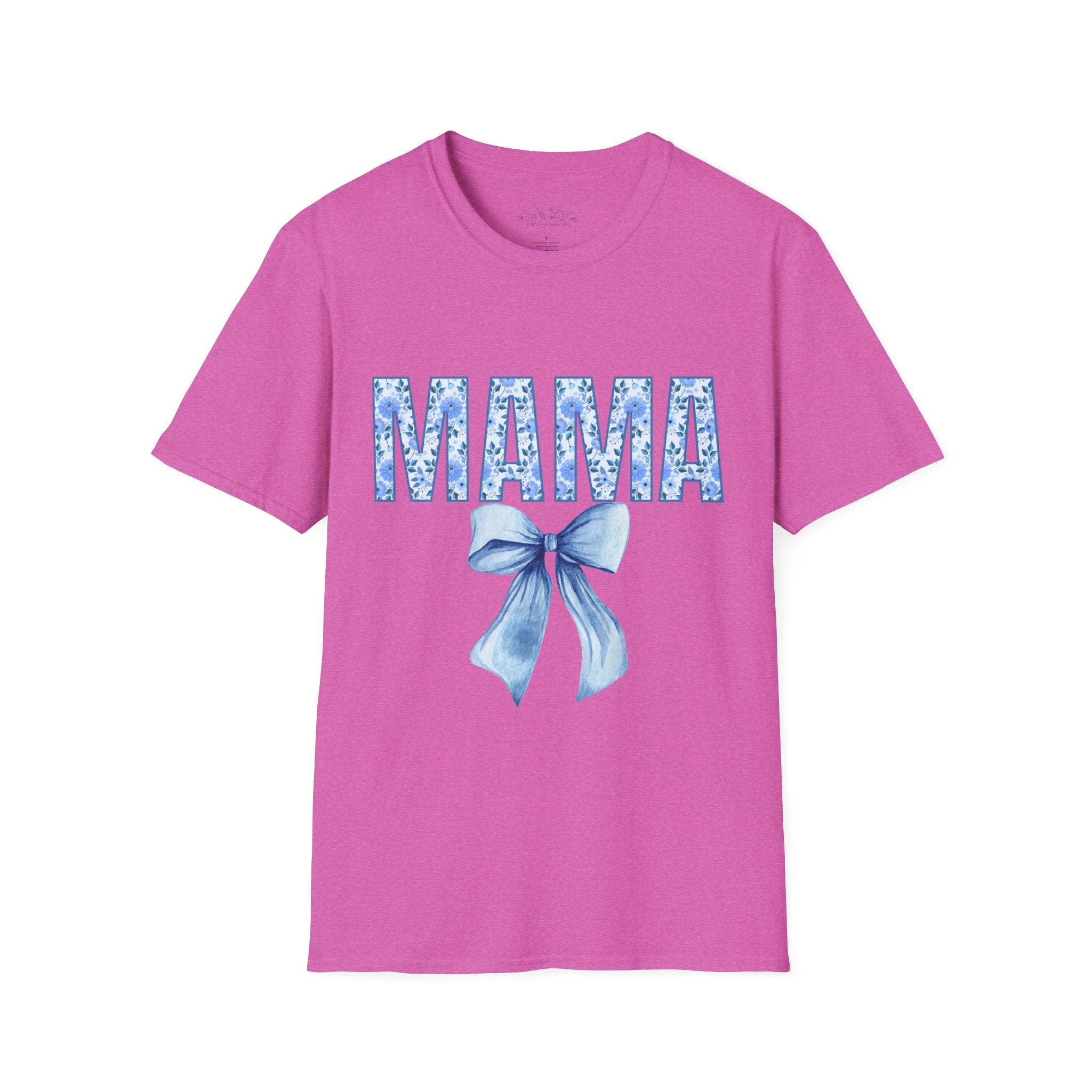 Mama Floral Blue Bow T-Shirt