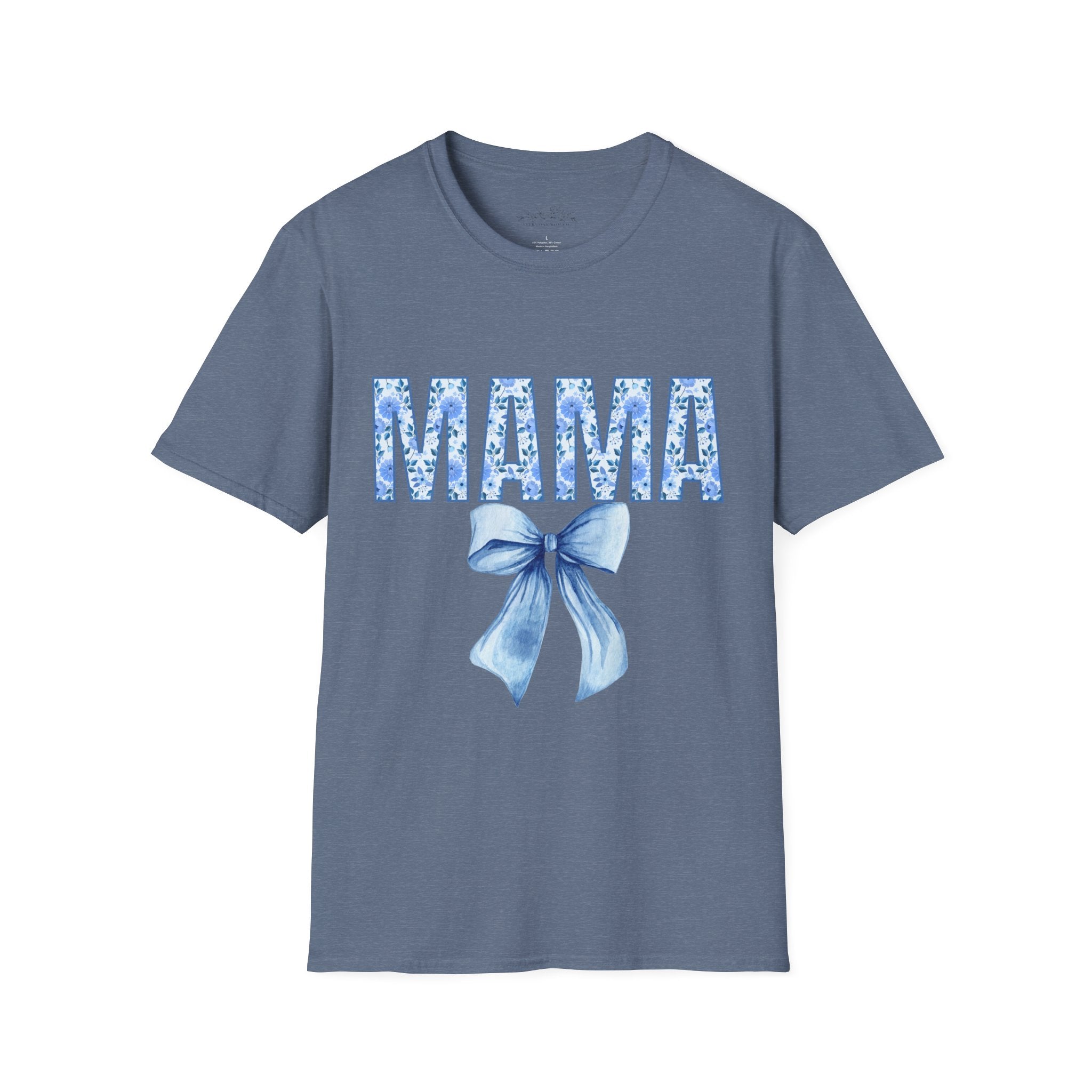 Mama Floral Blue Bow T-Shirt