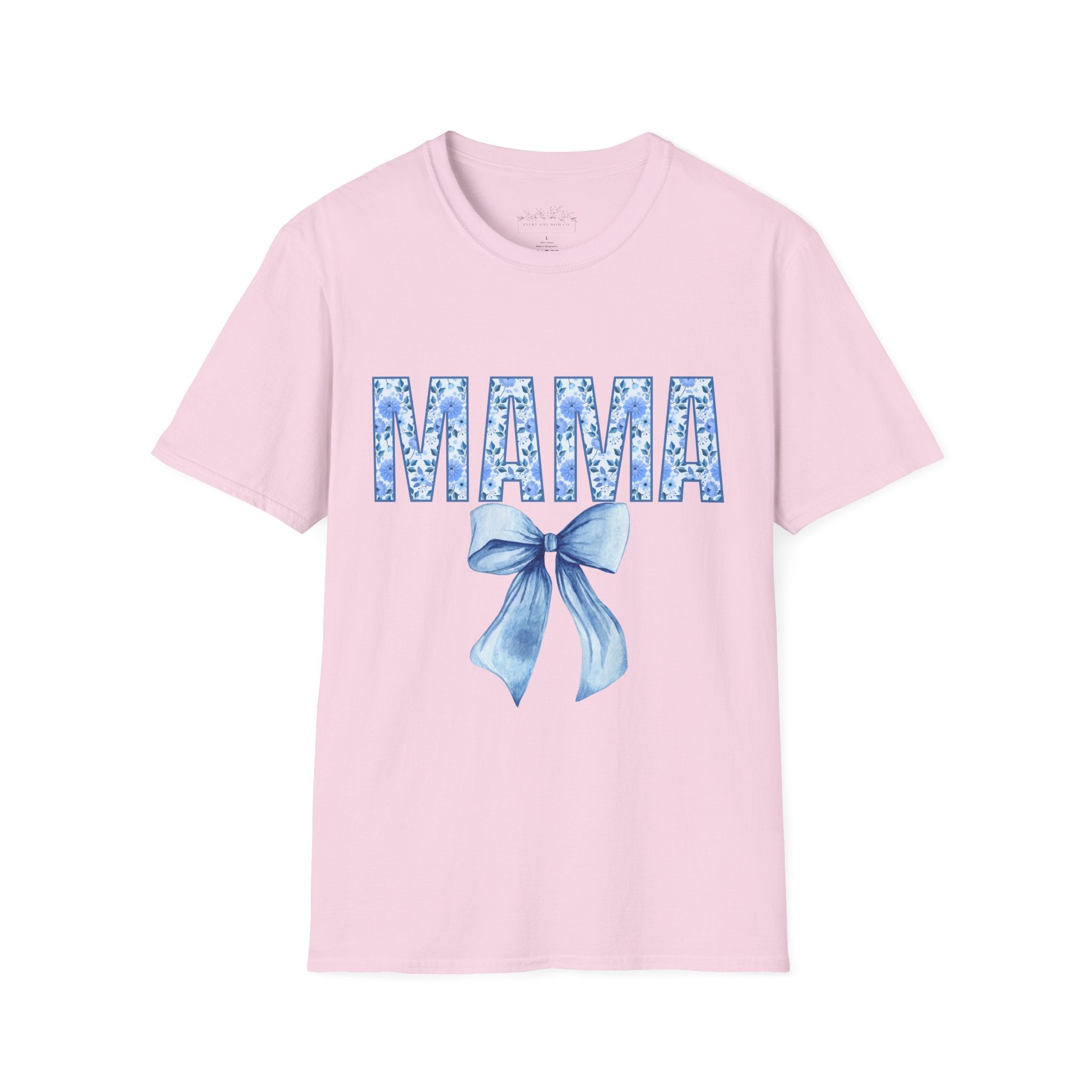 Mama Floral Blue Bow T-Shirt