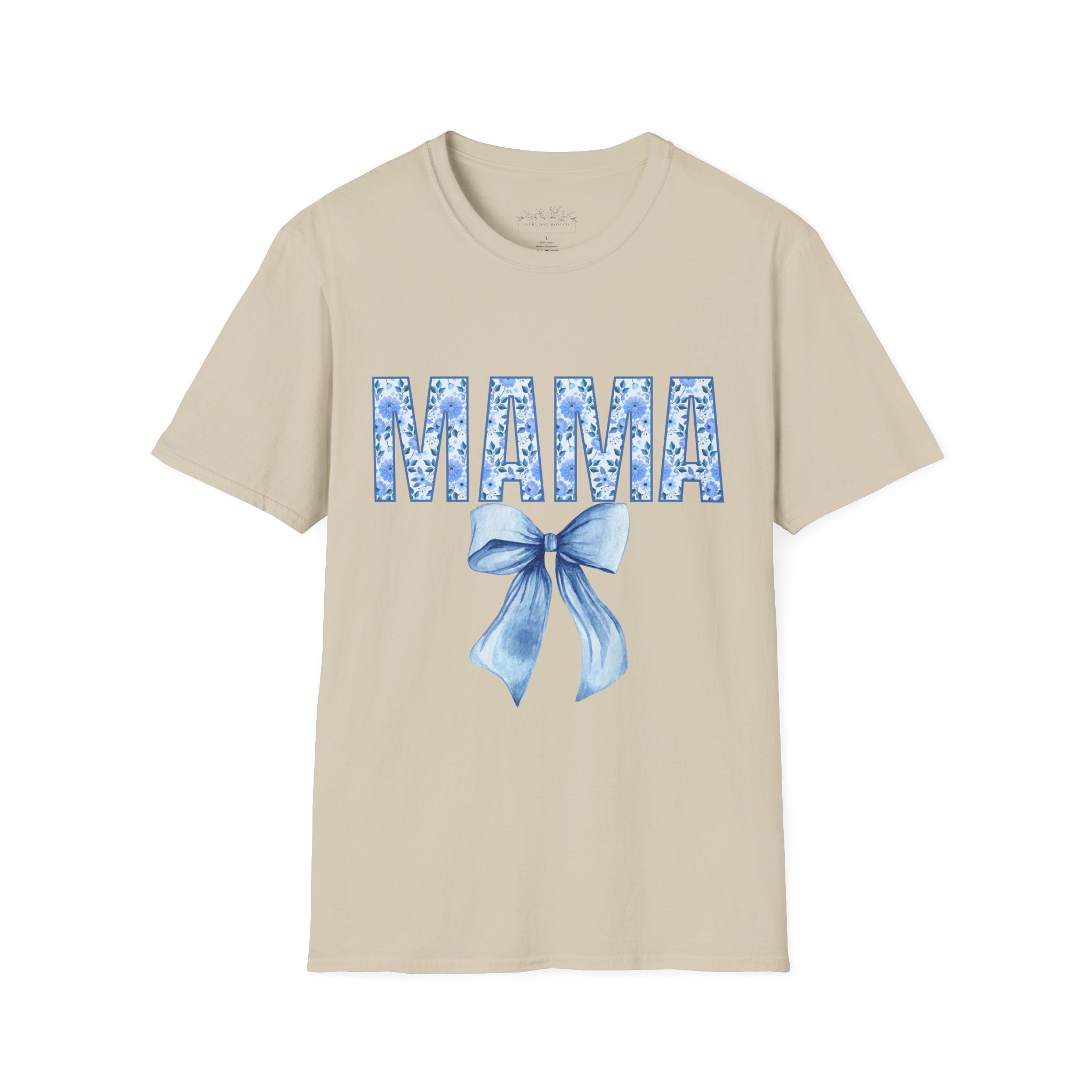 Mama Floral Blue Bow T-Shirt