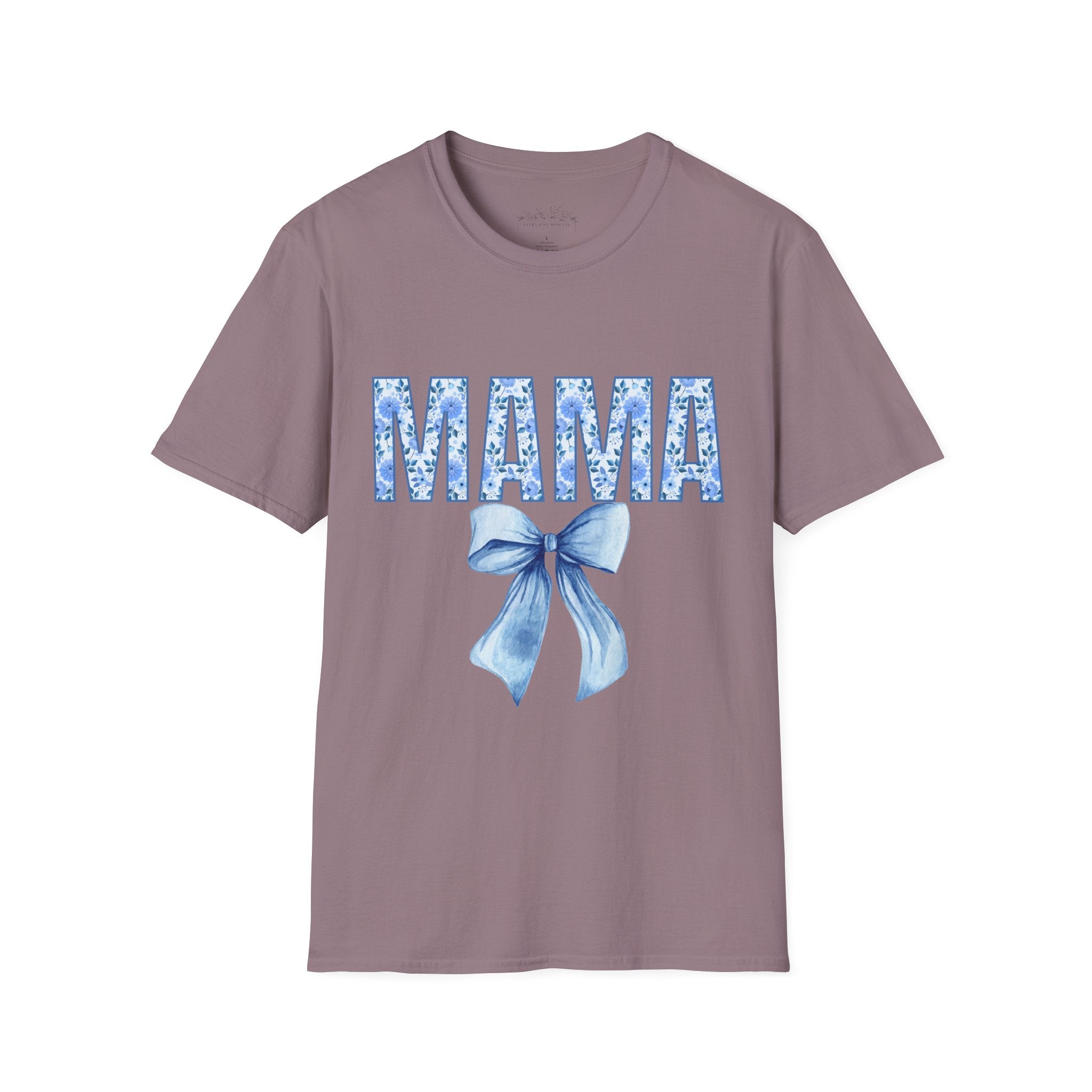 Mama Floral Blue Bow T-Shirt