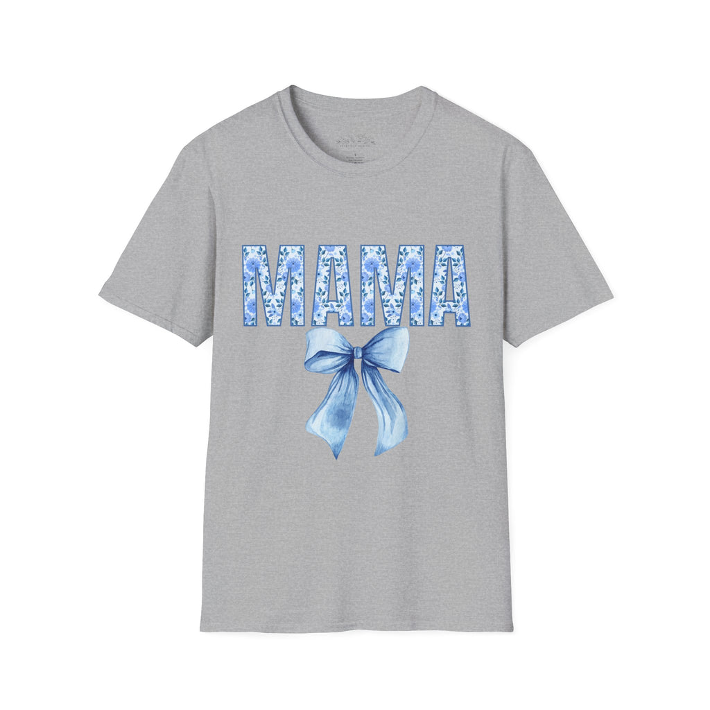 Mama Floral Blue Bow T-Shirt