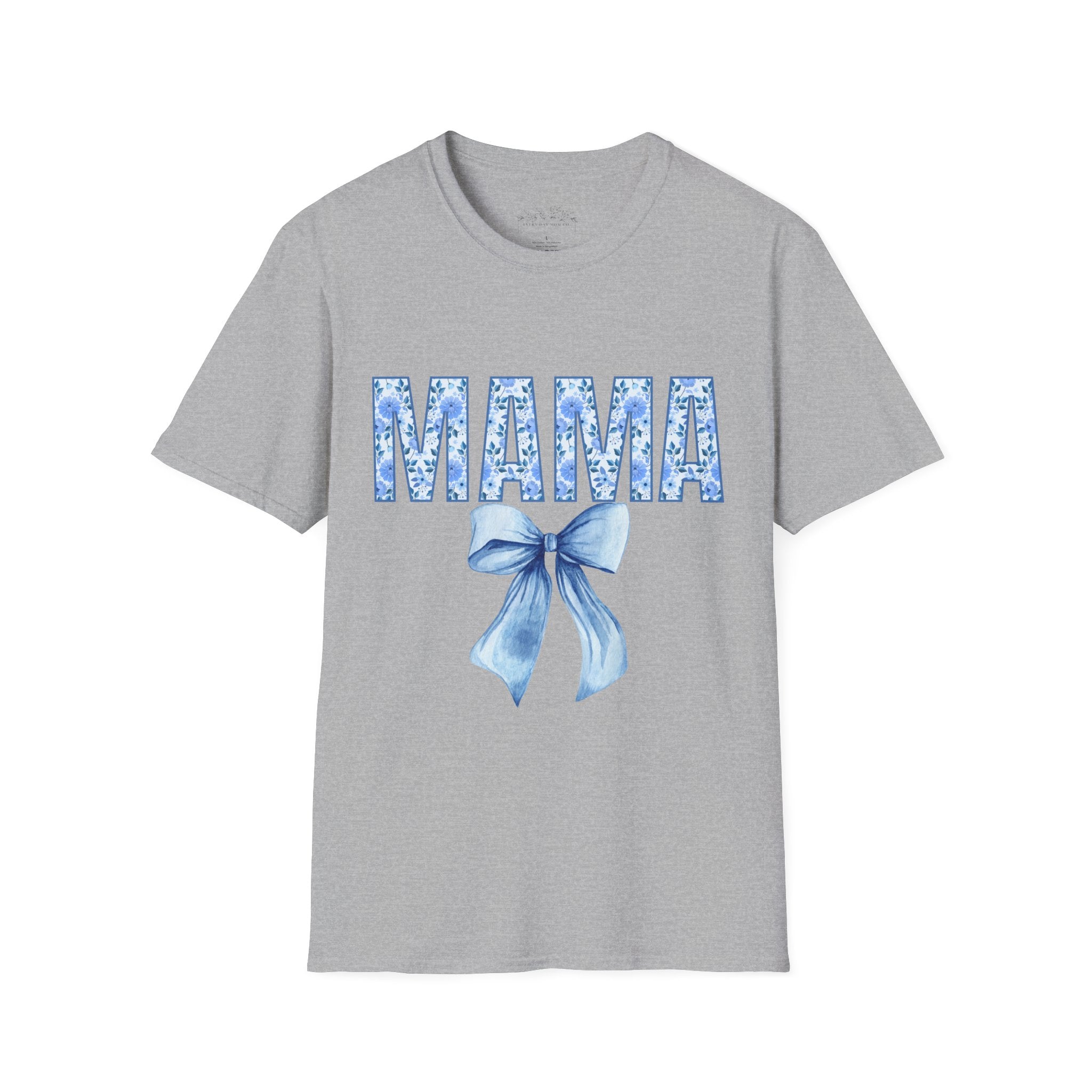 Mama Floral Blue Bow T-Shirt